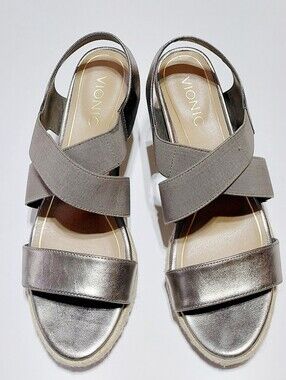 Vionic Ainsleigh  Women's Metallic Bronze  Slingback Wedge Sandals Size 8